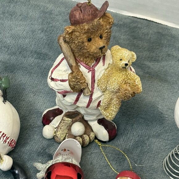 Lot Of Vintage Baseball Themed Christmas Ornaments 11 Tree Topper - Picture 3 of 7